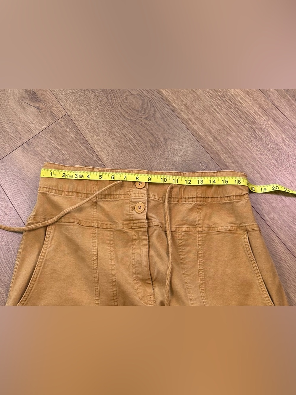 Anthropologie Maeve Utility Wide-Leg Trousers Drawstring Waist Tan Size Large - Picture 11 of 13